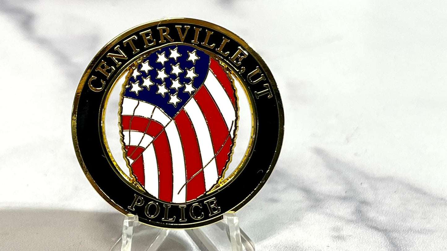 Centerville PD Agency USA Flag Challenge Coin