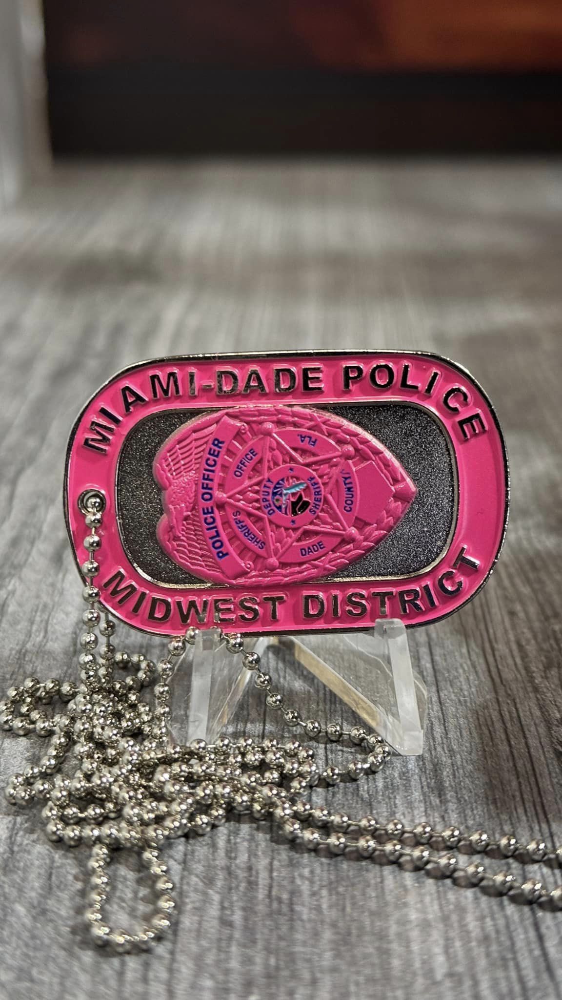 Miami-Dade PD Midwest District Breast Cancer Dog Tag Challenge Coin