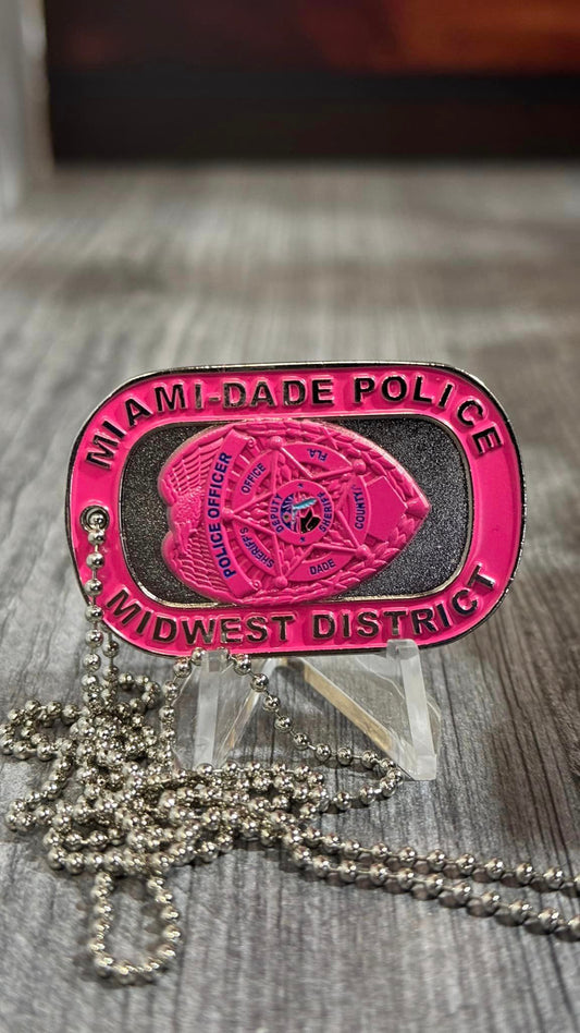 Miami-Dade PD Midwest District Breast Cancer Dog Tag Challenge Coin