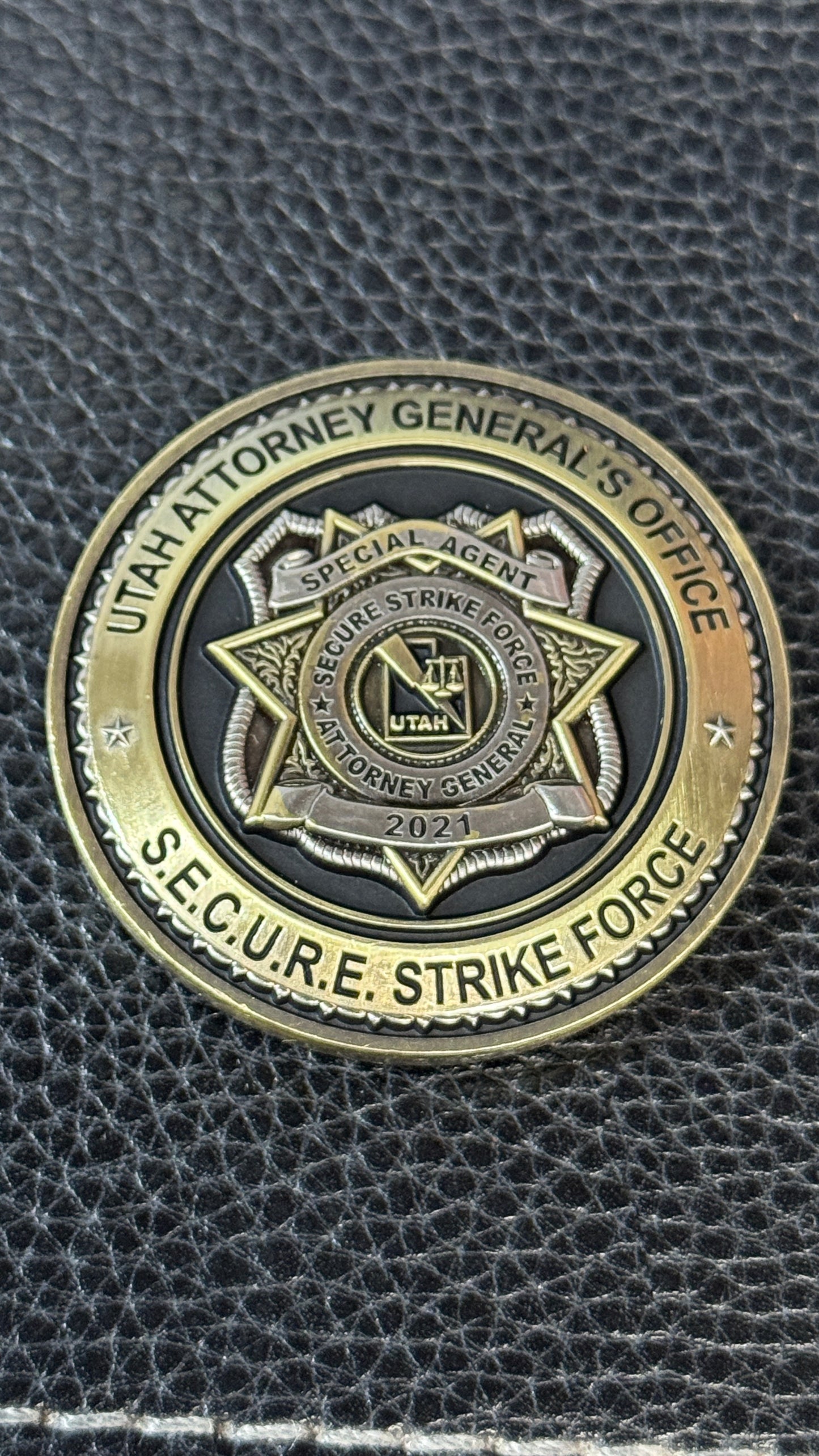 Utah Attorney Generals Office SECURE - Antique Gold/Second Version Challenge Coin